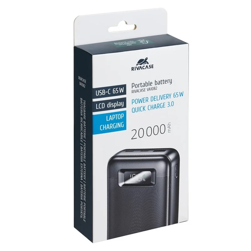 Power Bank RIVACASE VA1085 40000mAh Con PD 65W E Lampada Da Campeggio Integrata